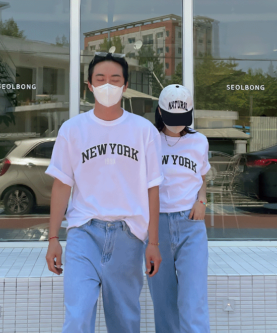 (UNISEX) 세미 뉴욕 오버핏 반팔 티셔츠